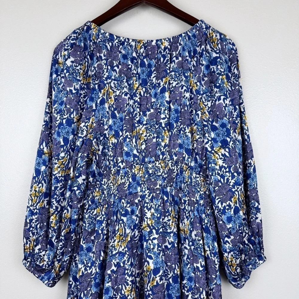 J. Crew V-Neck Long Sleeves Midi Dress Fete Floral Print Size S NWT